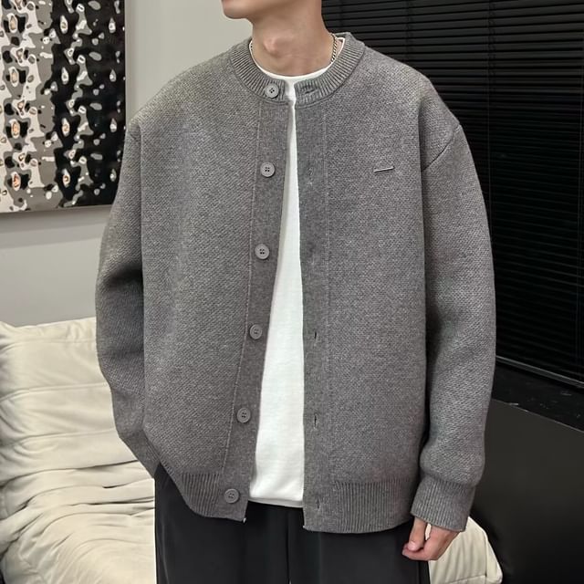 Sinlarity-Button-Up Plain Cardigan