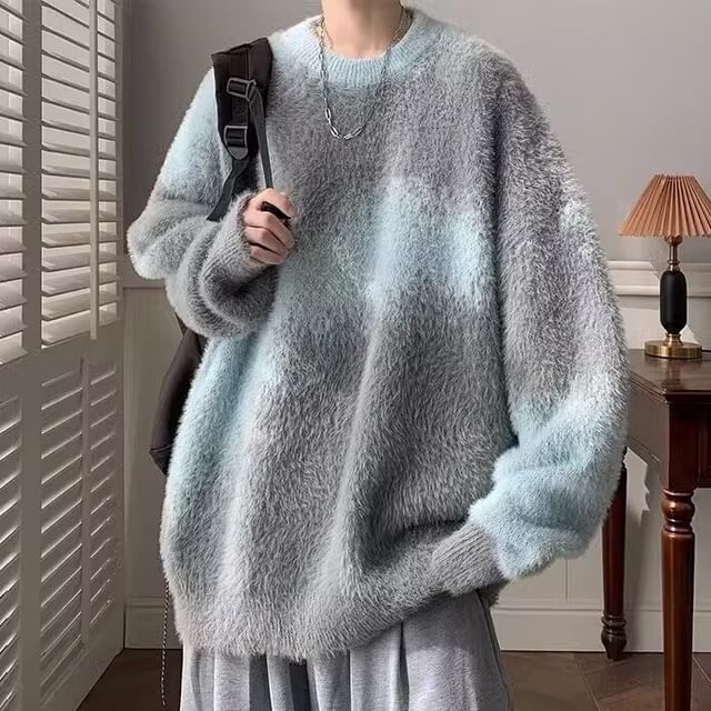 Sinlarity-Crewneck Gradient Sweater