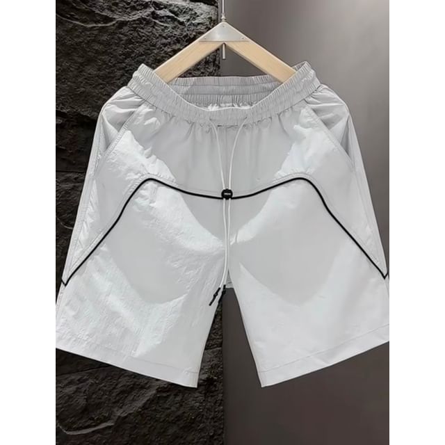 Sinlarity-Drawstring Waist Contrast Trim Shorts