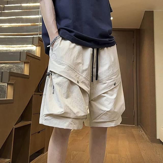 Sinlarity-Mid Rise Plain Cargo Shorts