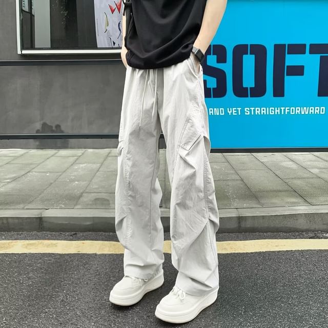 Sinlarity-Mid Rise Plain Wide Leg Pants