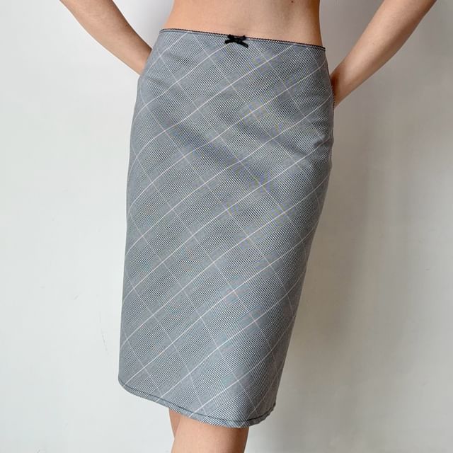 Sinora-High-Waist Plaid Pencil Skirt