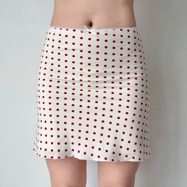 Sinora-Mid Waist Dotted Mini Pencil Skirt