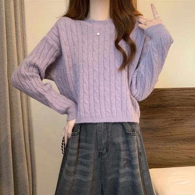 Sisyphi-Crewneck Plain Crop Sweater