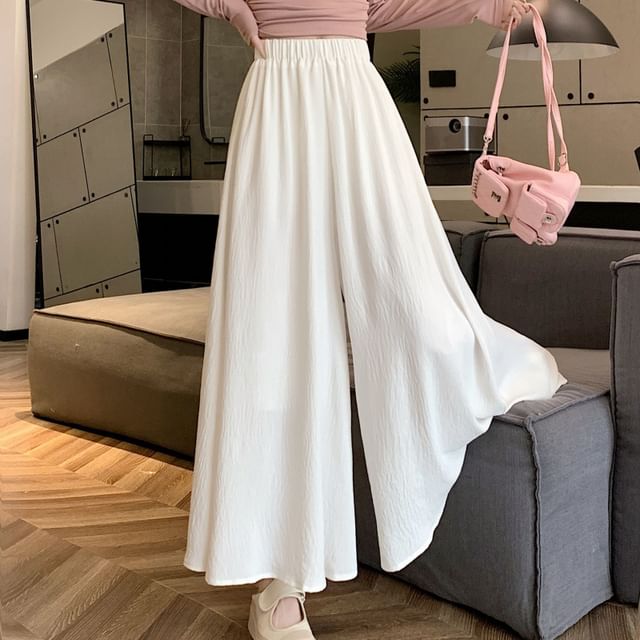 Sisyphi-Elastic Waist Plain Wide Leg Pants