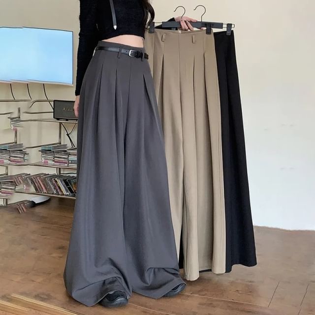 Sisyphi-High Rise Plain Baggy Slacks