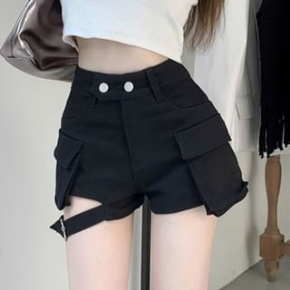 Sisyphi-High Waist Buckled Cargo Shorts