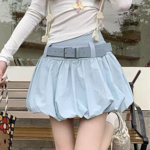 Sisyphi-High Waist Plain Mini A-Line Skort