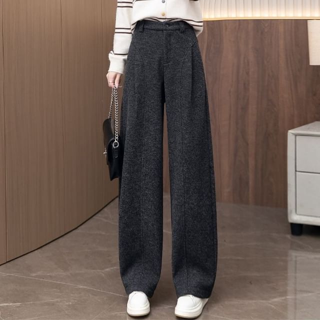 Sisyphi-High Waist Plain Wide Leg Pants