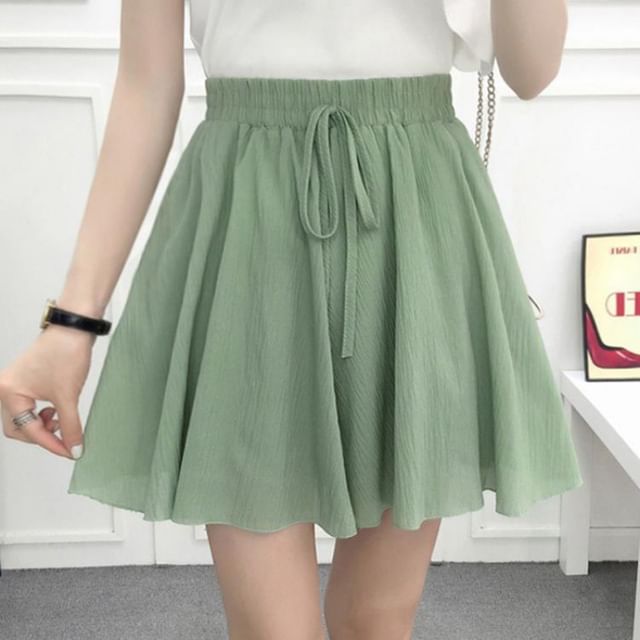 Sisyphi-High Waist Plain Wide Leg Shorts