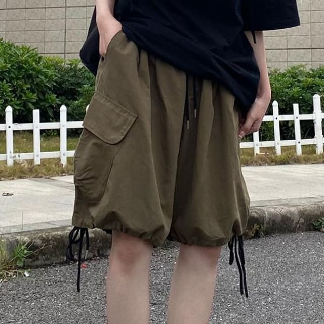 Sisyphi-High Waist Wide Leg Cargo Shorts