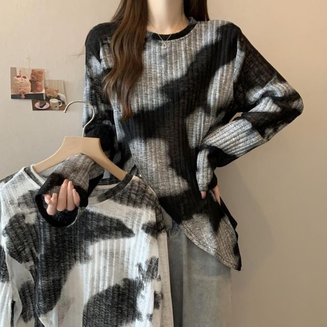 Sisyphi-Long-Sleeve Crewneck Tie Dye Tee