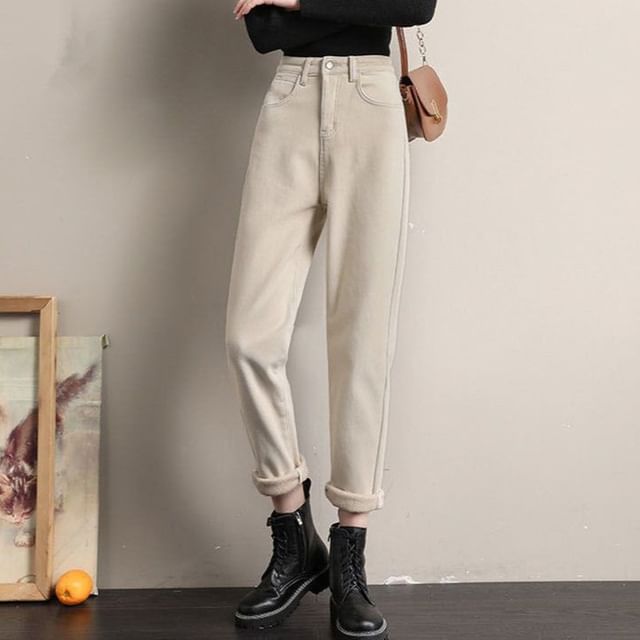 Sisyphi-Mid Waist Fleece Lined Harem Jeans