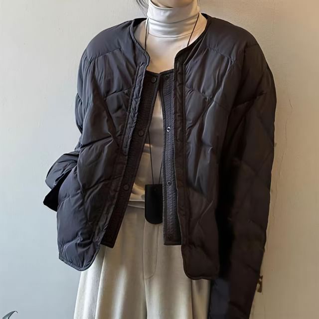 Sisyphi-Quilted Plain Zip-Up Jacket