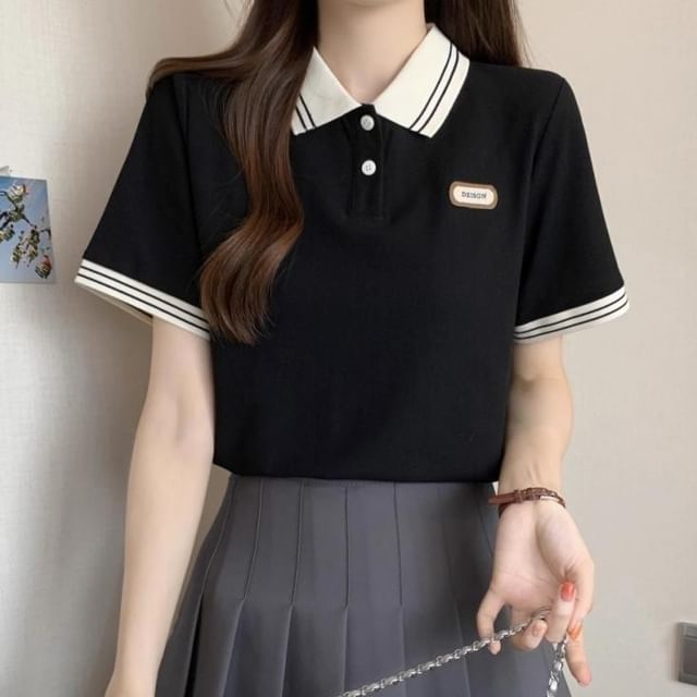 Sisyphi-Short-Sleeve Two Tone Polo Shirt