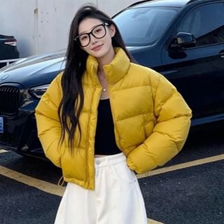 Sisyphi-Stand Collar Zip-Up Plain Puffer Jacket
