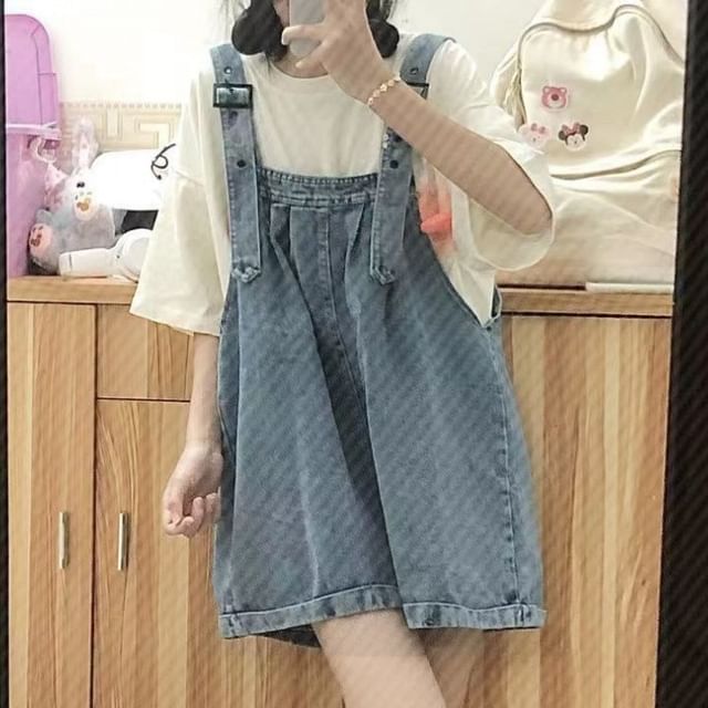 Sisyphi-Washed Denim Jumper Shorts