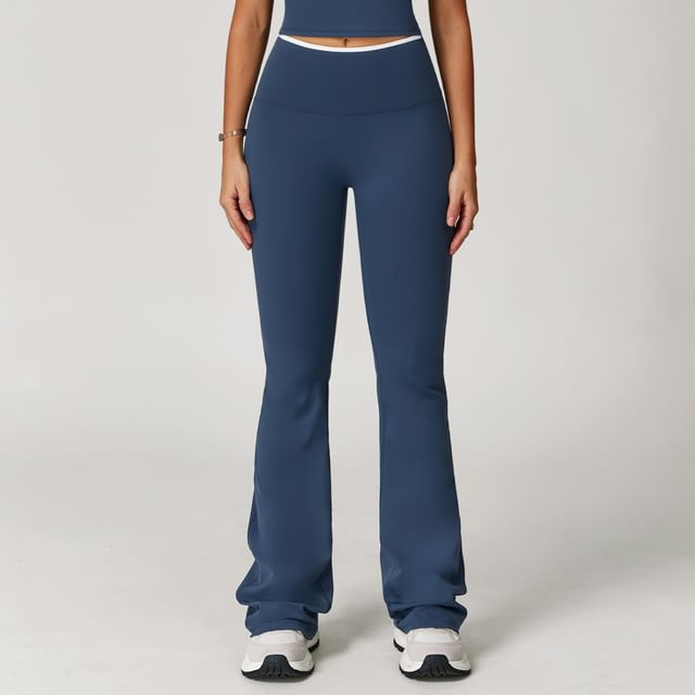 Skinniano-High Rise Plain Flared Sweatpants