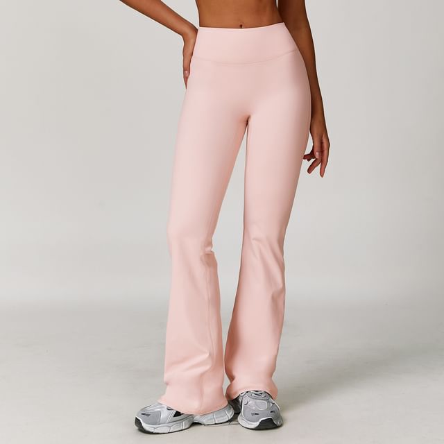 Skinniano-High Rise Plain Flared Sweatpants