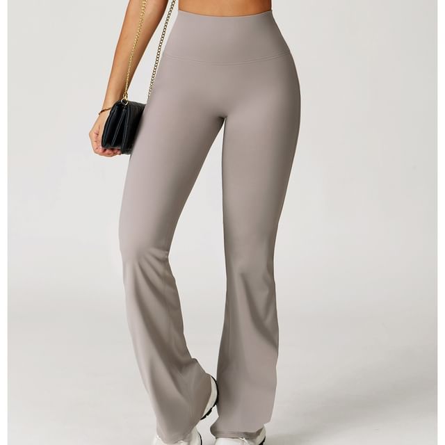 Skinniano-High Rise Plain Flared Sweatpants