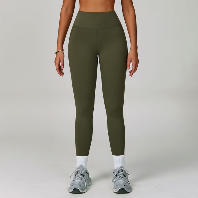 Skinniano-High Waist Plain Yoga Pants
