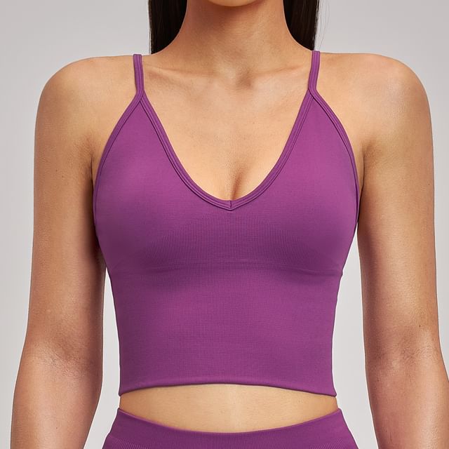 Skinniano-Spaghetti Strap Plain Sports Bra