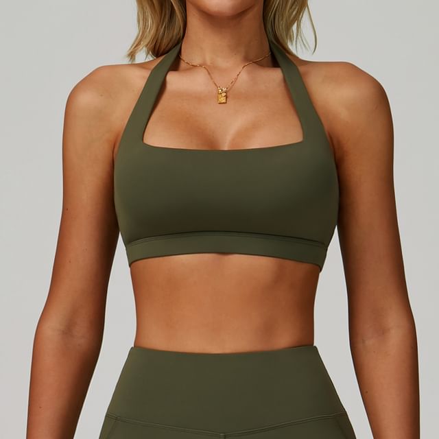 Skinniano-Square Neck Plain Sport Bra Top