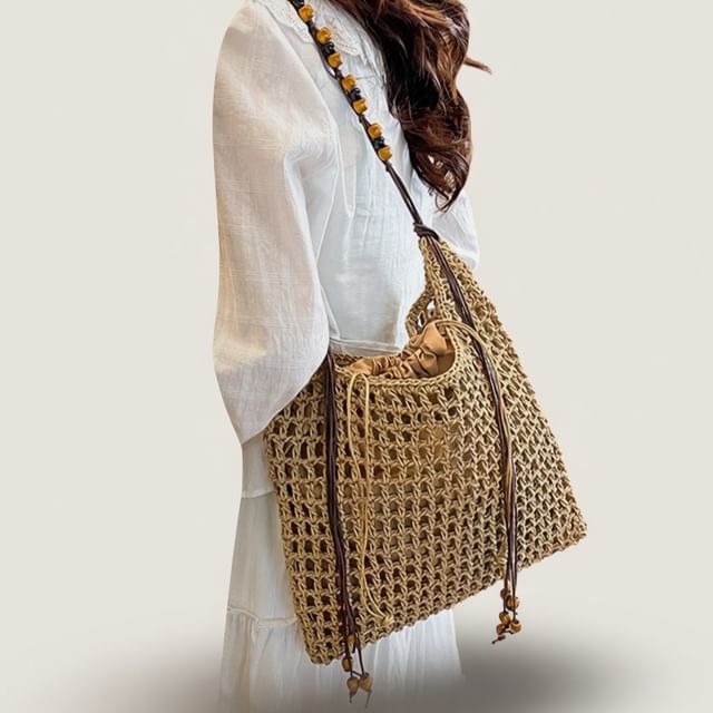 Skyglow-Beaded Woven Tote Bag