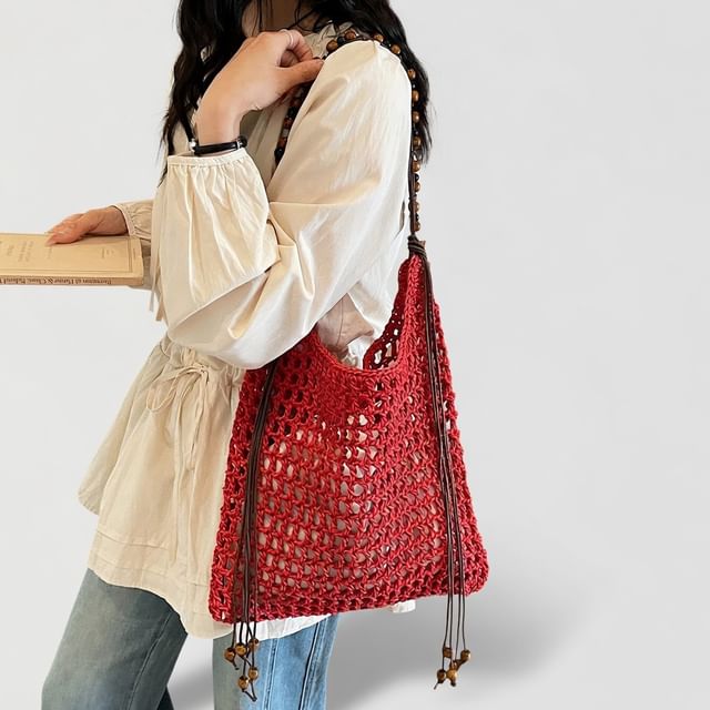 Skyglow-Beaded Woven Tote Bag