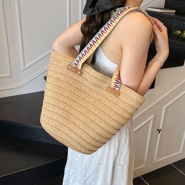 Skyglow-Bohemian Woven Raffia Tote Bag