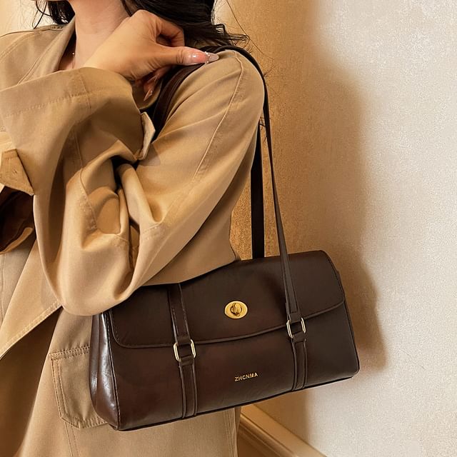 Skyglow-Buckle Flap Shoulder Bag