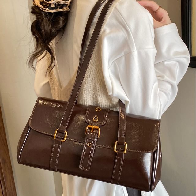 Skyglow-Buckle Flap Shoulder Bag