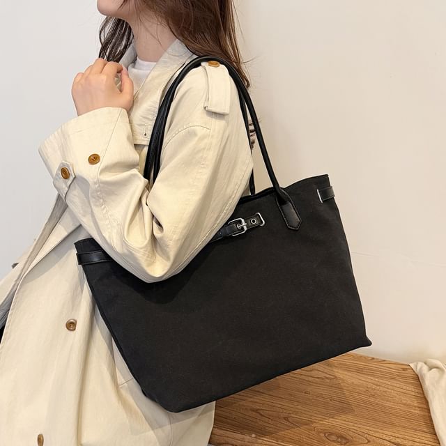 Skyglow-Buckled Canvas Tote Bag