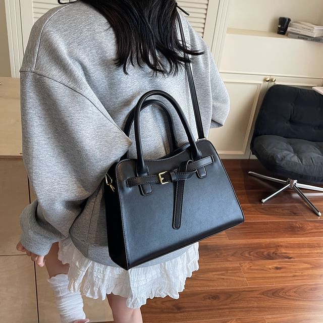 Skyglow-Buckled Crossbody Tote Bag