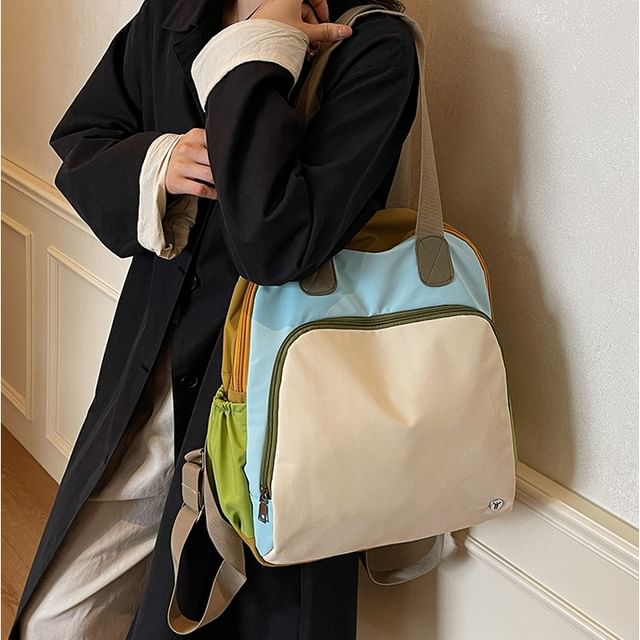 Skyglow-Color Block Zip Backpack