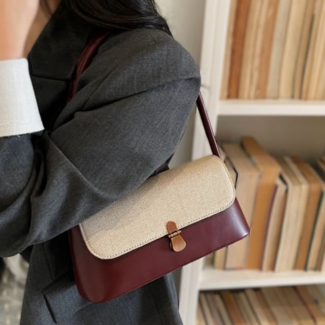Skyglow-Contrast Flap Shoulder Bag