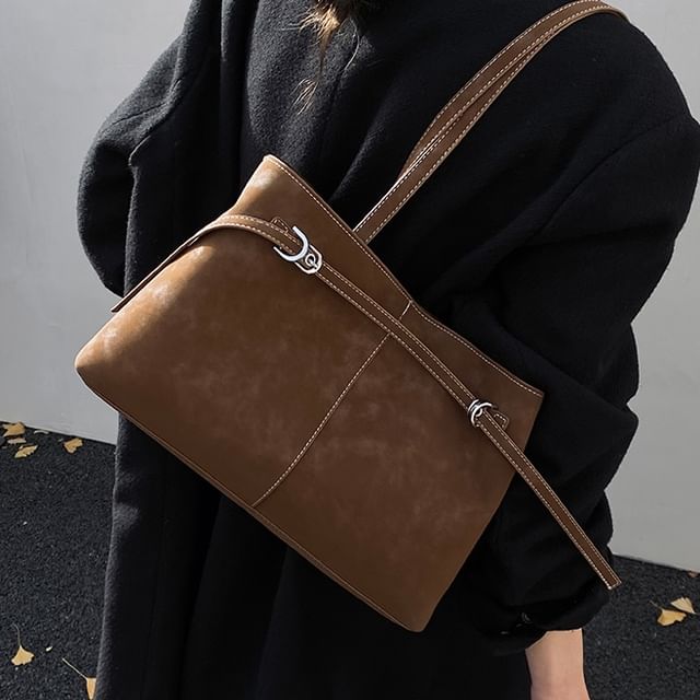 Skyglow-Contrast Stitching Tote Bag