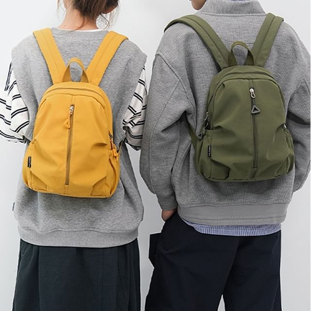Skyglow-Couple Matching Plain Nylon Backpack