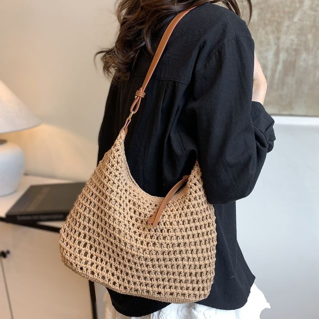 Skyglow-Crochet Zipper Shoulder Bag