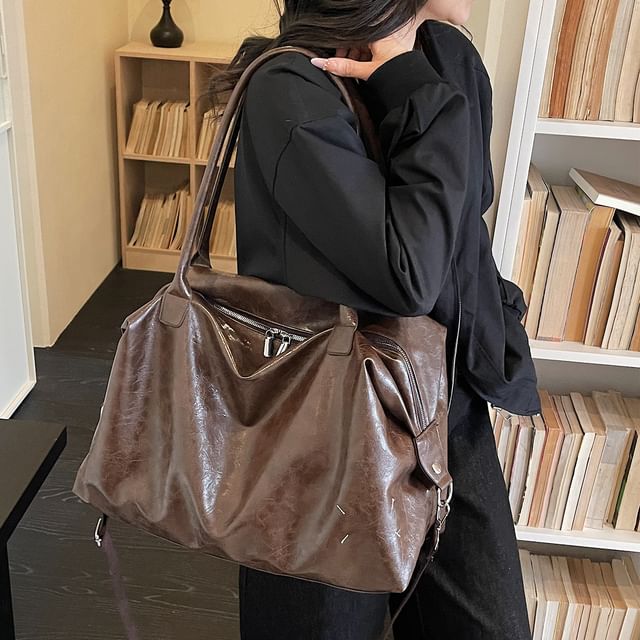 Skyglow-Faux Leather Duffle Bag