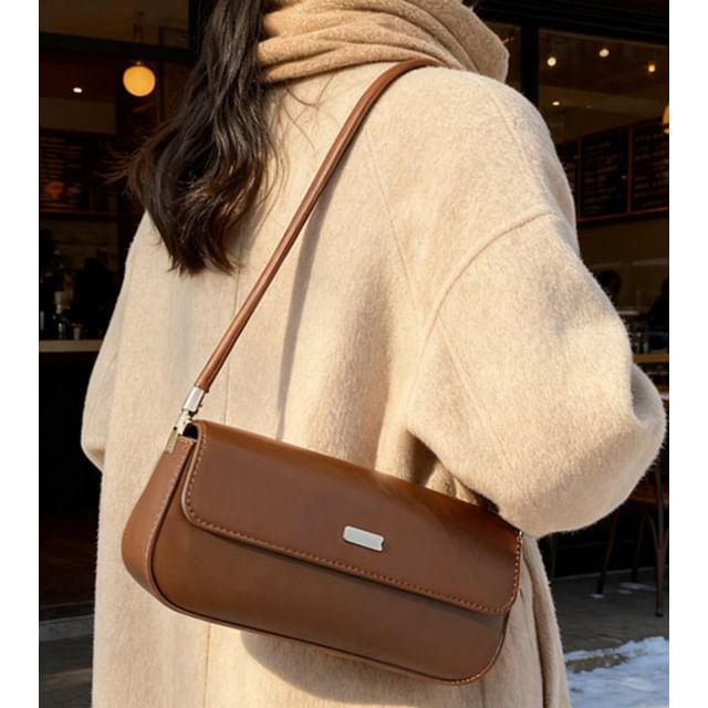Skyglow-Faux Leather Flap Shoulder Bag