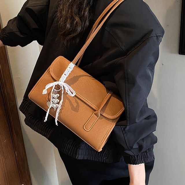 Skyglow-Faux Leather Flap Shoulder Bag