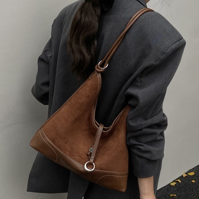 Skyglow-Faux Leather Plain Shoulder Bag