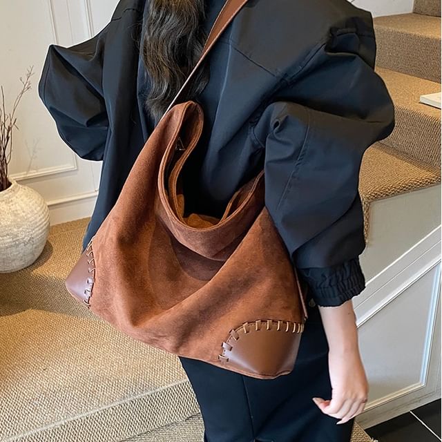 Skyglow-Faux Leather Plain Shoulder Bag