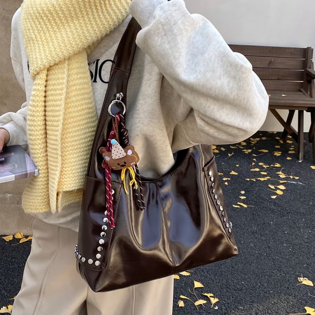 Skyglow-Faux Leather Studded Tote Bag