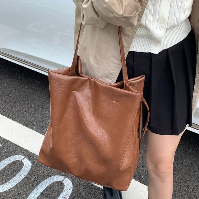 Skyglow-Faux Leather Tote Bag