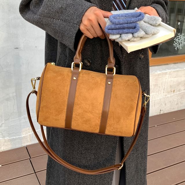 Skyglow-Faux Suede Boston Bag