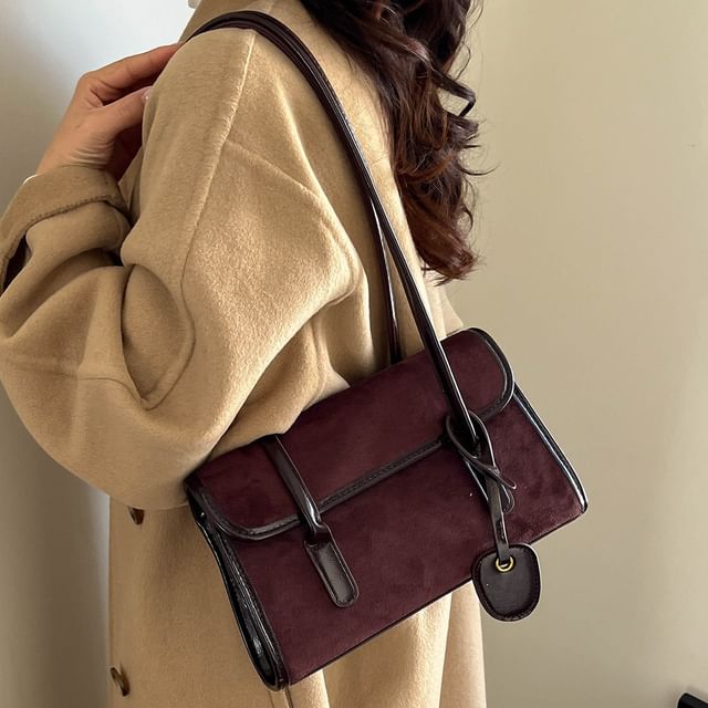 Skyglow-Faux Suede Flap Tote Bag