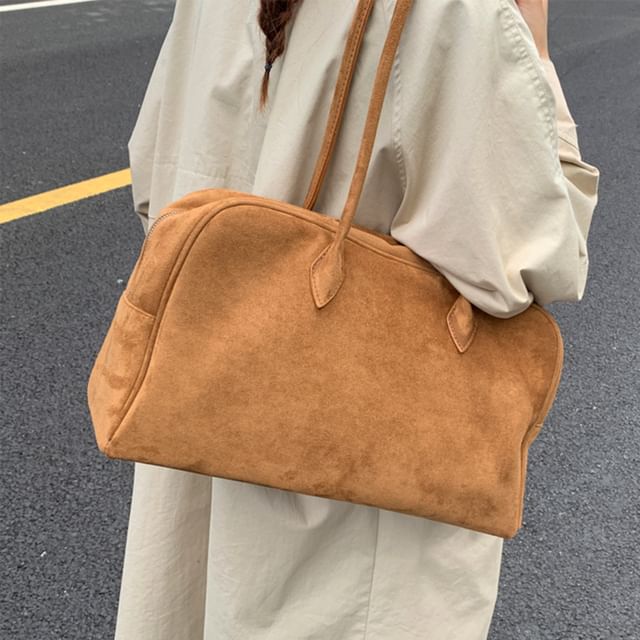 Skyglow-Faux Suede Plain Carryall Bag
