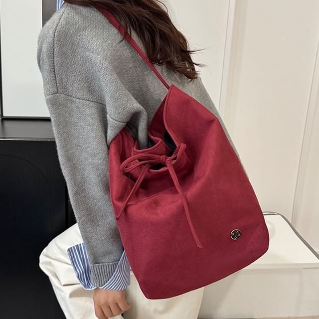 Skyglow-Faux Suede Plain Crossbody Bag